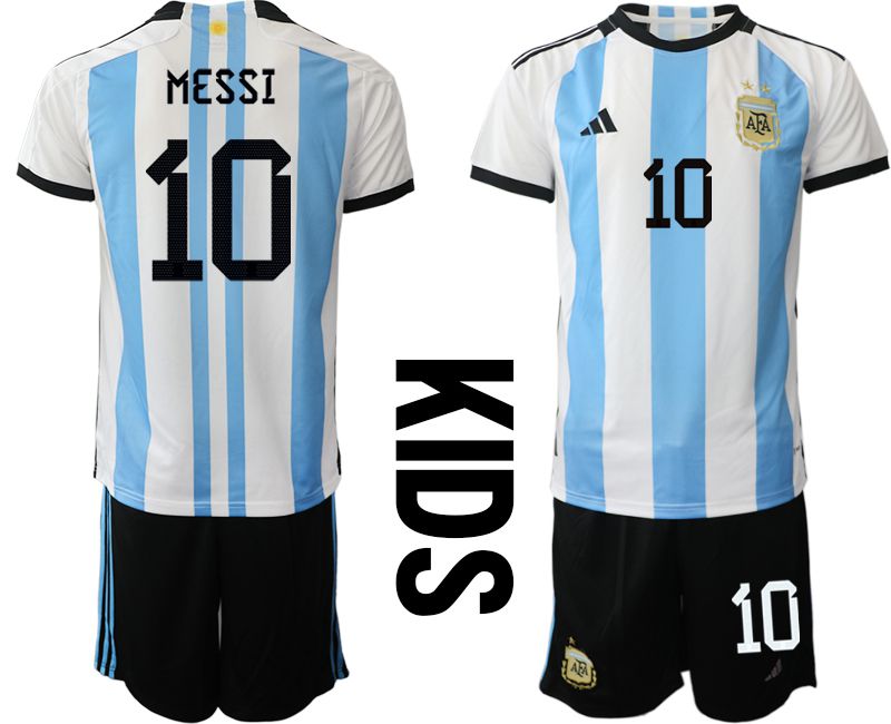 Youth 2022 World Cup National Team Argentina home white #10 Soccer Jerseys->youth soccer jersey->Youth Jersey